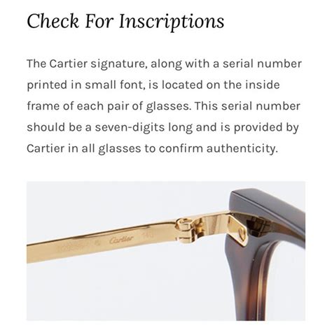 cartier glasses serial number|cartier glasses serial number check.